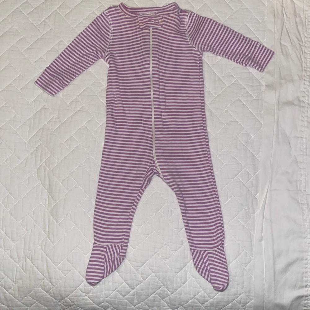 Primary lavender stripe Footie 0 to 3 months